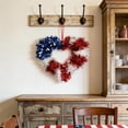 thumbnail image 4 of 4th of July Heart Shaped Tinsel Wreath, 11 Inch American Flag Patriotic Wreath for Front Door, Red White Blue Flag Themed Wall Hanging Ornament, Festive Independence Day Decoration for Event, 4 of 7