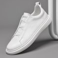 thumbnail image 2 of Dark Gray Genuine Leather Slip-On Navy Elastic Band Platform Casual Shoes, 2 of 5