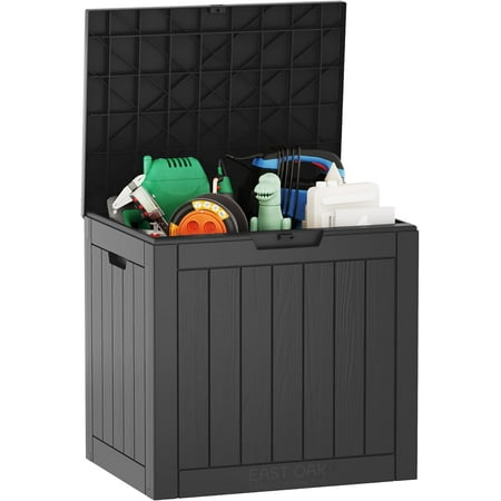 Waterproof Lockable 31-Gallon Resin Storage Box for Patio, Delivery Packages, and Outdoor Tools, UV Resistant Grey Deck Box