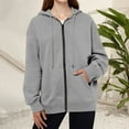 thumbnail image 4 of Mohiass Fall Zip Up Hoodie Women Plain Oversized Hooded Sweatshirts 2025 Fashion Winter Soft Casual Warm Jackets Light Gray S, 4 of 5