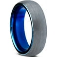 thumbnail image 2 of Charming Jewelers Tungsten Wedding Band Ring 6mm for Men Women Comfort Fit Blue Round Domed Brushed Lifetime Guarantee, 2 of 5