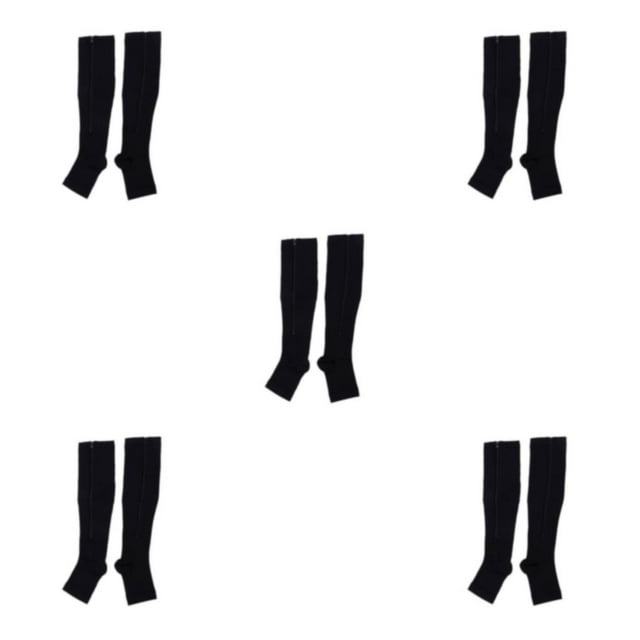 Maytalsory Breathable Zippered Compression Socks Performance With Maximum Comfort black L/XL 5Set