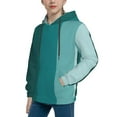 thumbnail image 2 of Rateoe Teal Color Pattern Boys Hoodie, Youth Pullover Hooded Sweatshirt, Kangaroo Pocket Hoodie for Kids-X-Large, 2 of 6