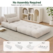 BEHOST 86 Large Futon Sofa Bed for Adults, 3-in-1 Convertible Folding Chair Bed Sleeper Chair, Beige