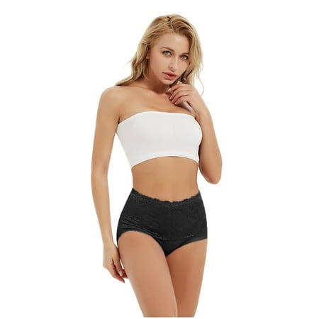 Black X-Large Women High Waist Tummy Lingerie for Women Open Control Panties Underwear Shapewear Plus Size Silk Lingerie for Women 3X Brief Panties