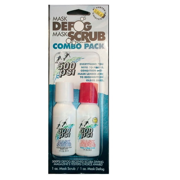 2 Pk Mask Antifog Defog Scrub 500 PSI Dive Anti Fog Lens Cleaner