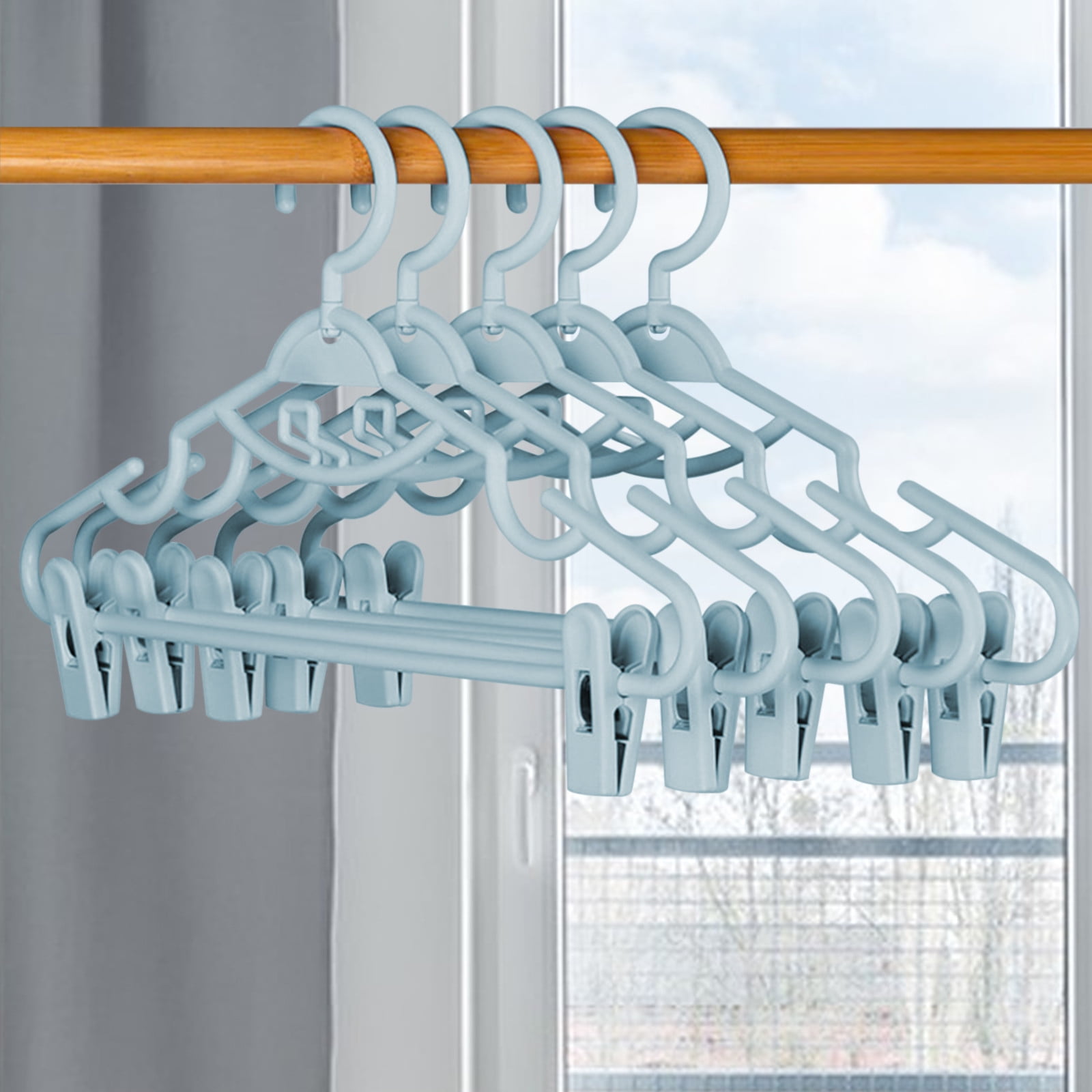 witspace 5 Pcs Household Clothes Hanger with Clip Hanging Skirt Clip Hanging Clothes Hanger Clothes Support Clothes Rack Heavy Duty Hanger Perfect for Cloth, Underwear, Pants, Shirts and Sweaters