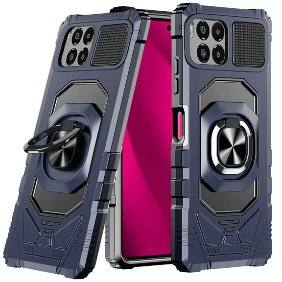 For T-Mobile REVVL 7 Pro 5G Robotic Ring Kickstand Phone Case - Blue