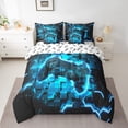 thumbnail image 3 of Manfei Game Console Bedding Sets Twin Size, Neon Blue Gamepad Bed in a Bag Twin size, Modern Video Game Reversible Comforter Sets with Sheets, Ultra Soft Bedroom Decor, 7-Piece, 3 of 7