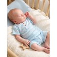 thumbnail image 5 of Cenuakty Toddler 6M 12M 18M 2T 3T 4T 5T Baby Boy Summer Outfit Casual Striped Button V Neck Short Sleeve Tops and Shorts 2 Pcs Set, 5 of 9