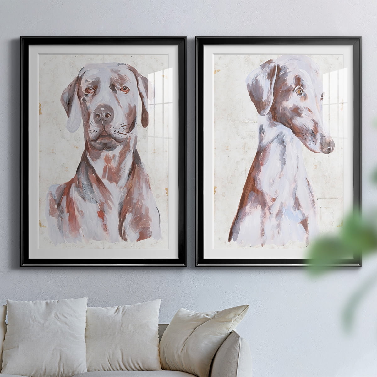 Wexford Home Sitting Dog I Premium Framed Print, 22.5" x 30.5" - Ready to Hang, Black (Set of 2)