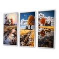 thumbnail image 3 of Designart "Farmhouse Homestead Reflections painting" Landscape & Nature Framed Wall Art Set Of 3 - Brown Farm Frame Canvas Set For Living Room Decor, 3 of 6