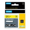 DYMO Rhino Industrial Flexible Nylon Labels, 1/2" x 11.5', Black Print on Yellow Tape
