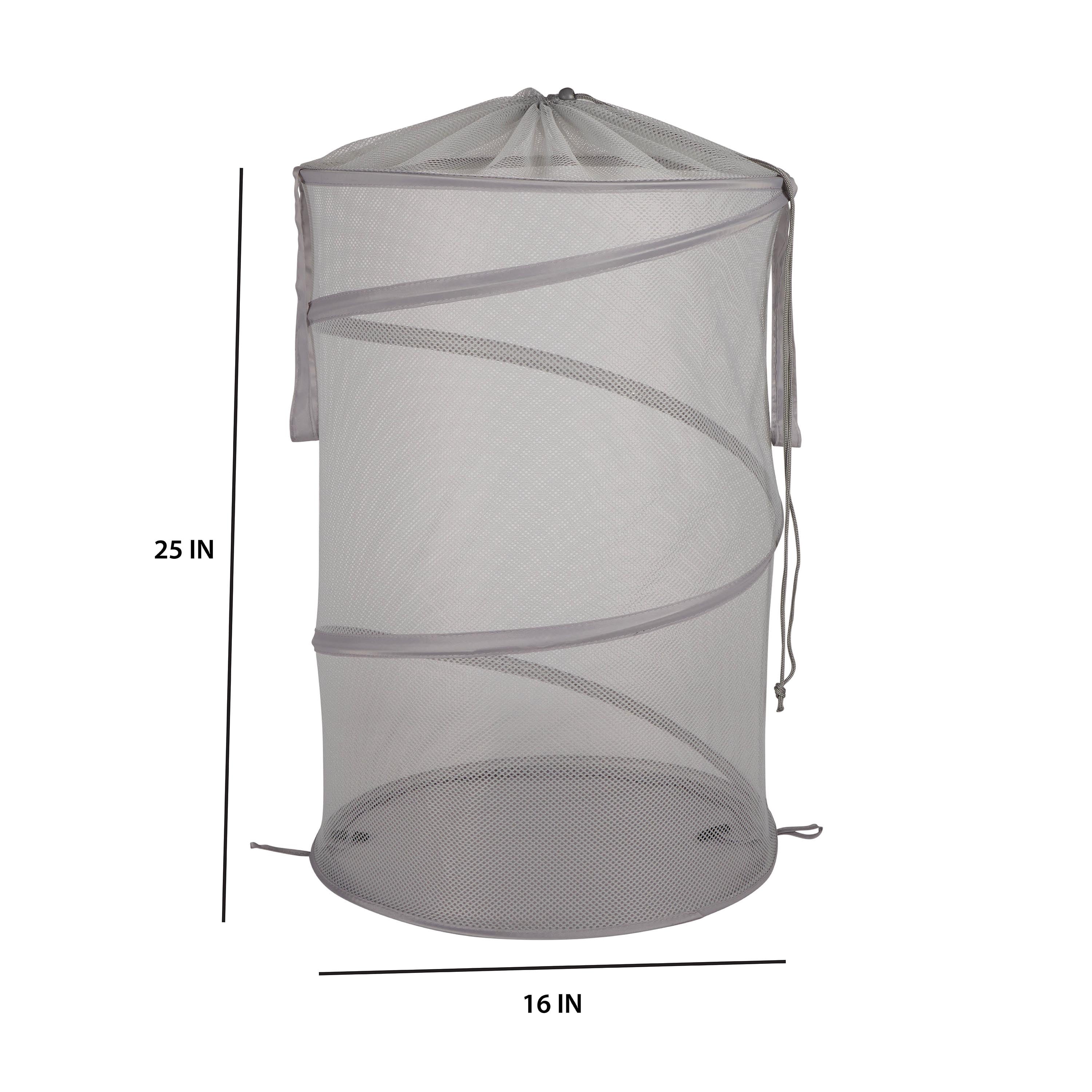 (3 pack) Mainstays Easy Carry Handles Laundry Hamper with Cinch Top, Soft Silver