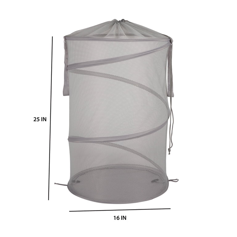 Mainstays Pop-Up Laundry Hamper With Cinch Top, Silver photo 7