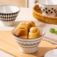 thumbnail image 3 of XINLTC 4 Piece  Cereal Bowl Ceramic  Soup Bowls 14oz, 5 Inch Japanese Rice Bowls  Porcelain  Salad Bowl Set, Soup Pasta Oatmeal Dessert Bowls for Home,  Black and White, 3 of 9