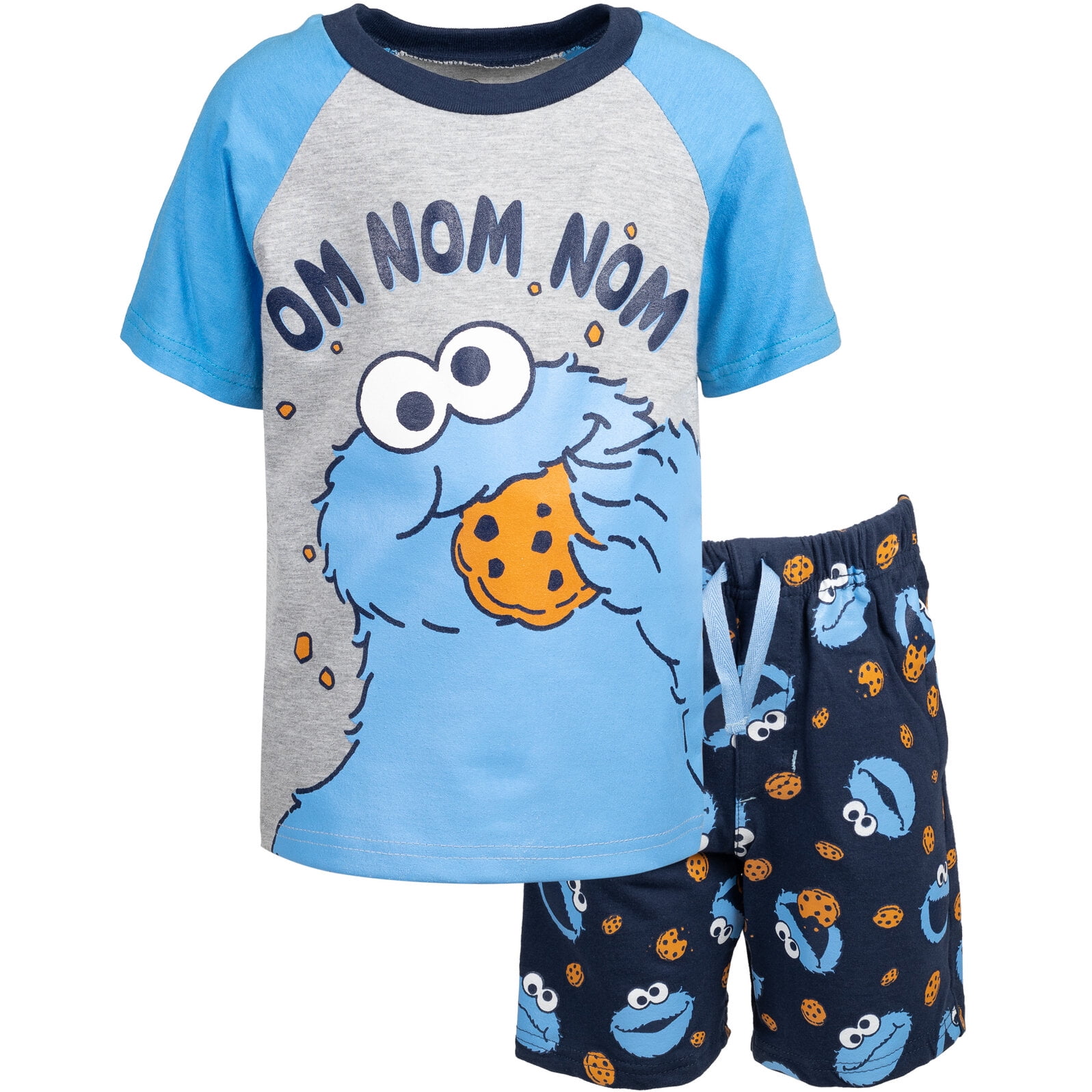 Sesame Street Cookie Monster Toddler Boys T-Shirt and French Terry Shorts Outfit Set Infant to Toddler