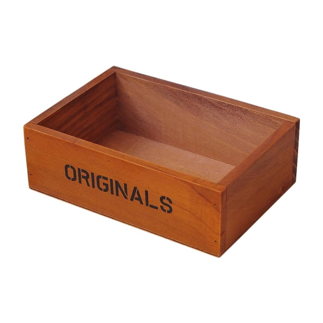 GUOOL Open Top Wooden Box Organizer Container Kitchen Home Shelves Holder Storage Tray Wood Color