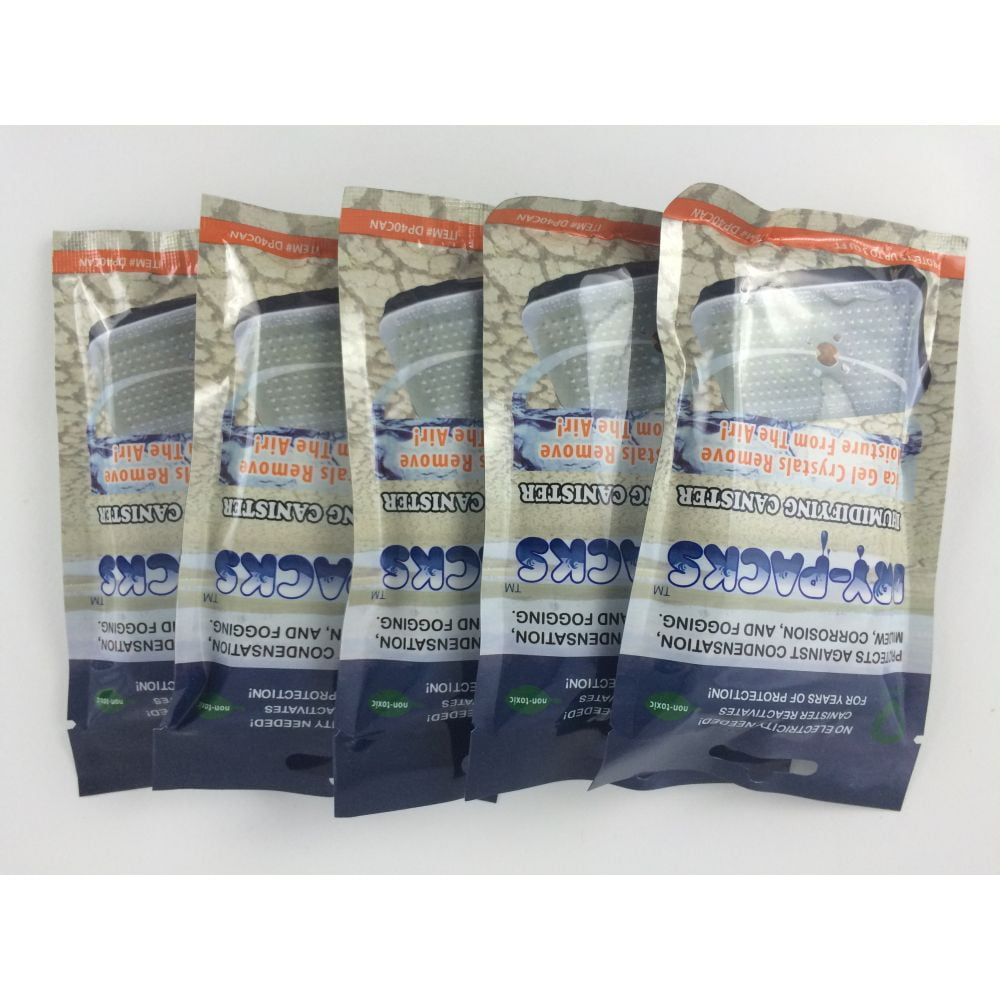 Pack of 5 DryPacks Silica Gel Canisters 40 Grams Silica Gel Coin Ammo