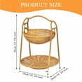thumbnail image 3 of 2-Tier Fruit Basket Bowl, Rattan Bread Baskets, Woven Fruit Basket Organizer, Snack Flower Basket, Natural Woven Decorative Food Storage Basket Serving Tray for Kitchen Table Countertop, 3 of 8