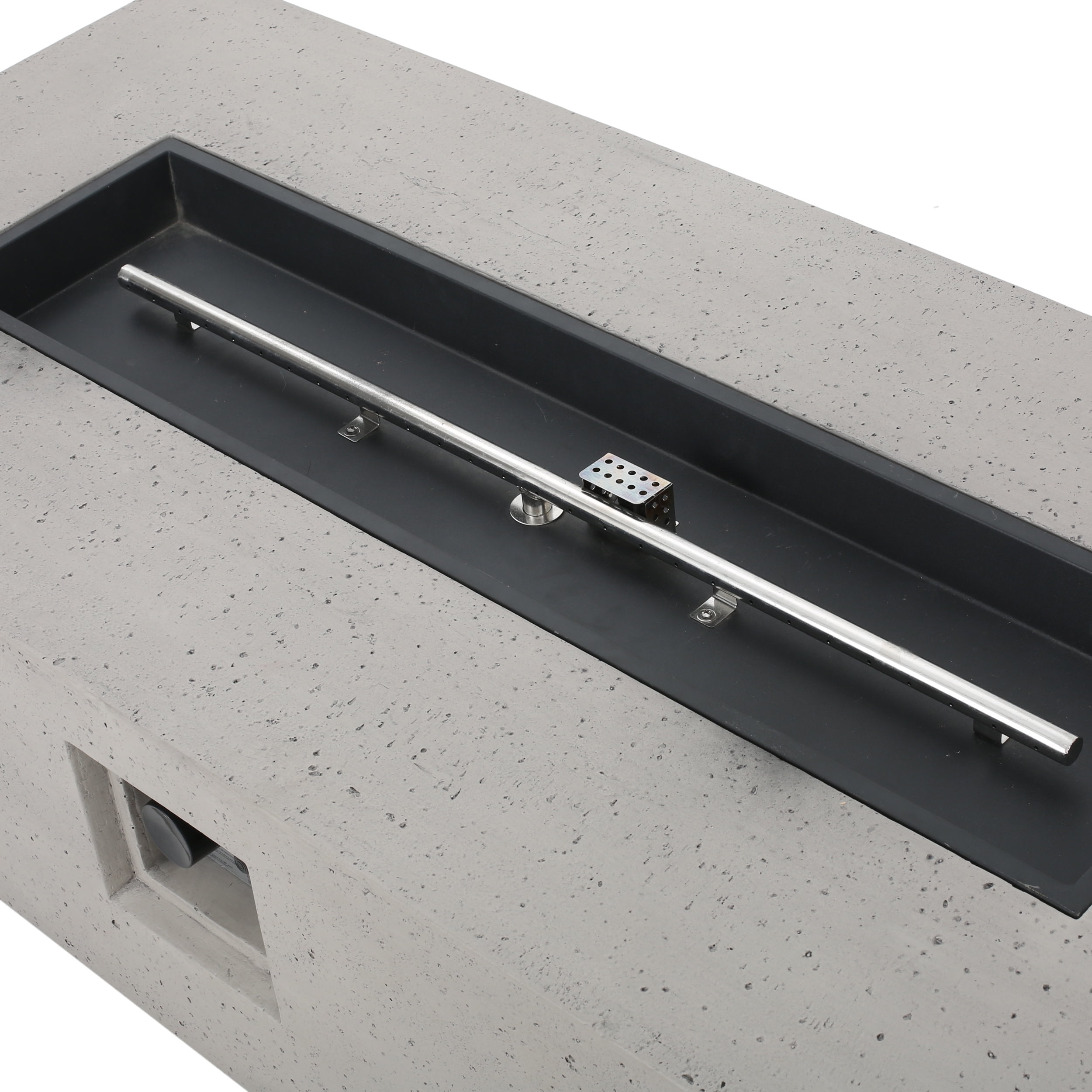 Mayfair Lightweight Concrete Outdoor 50,000 BTU Rectangular Fire Pit (No Tank Holder), Light Gray