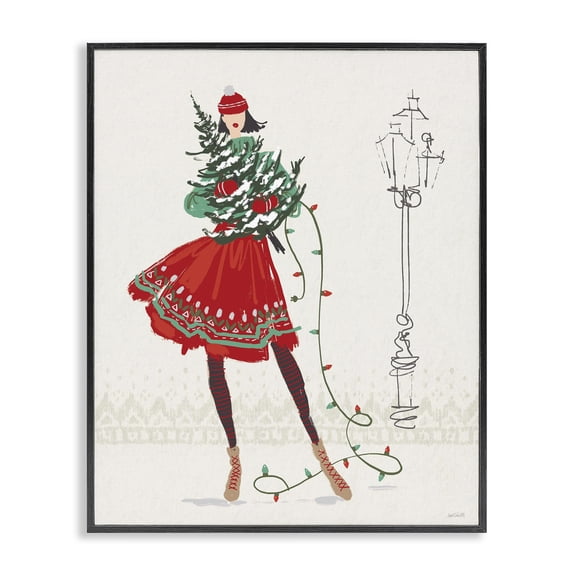 Stupell Industries Art Deco Festive Fashion Girl Black Framed Giclee Art, 11 x 14, by Anne Tavoletti