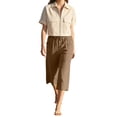 thumbnail image 5 of TRUBKH Linen Clothes for Women Active Wear Women Gym Shorts Streetwear Womens Athletic Shorts Biker Shorts Casual Elastic Waist Capri Pants Flowy Pants for Women Golf Pants Brown 5XL, 5 of 9