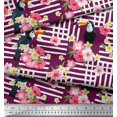 thumbnail image 3 of Soimoi Pink Polyester Crepe Fabric Floral & Toucan Bird Decor Fabric Printed BTY 52 Inch Wide, 3 of 3