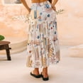 thumbnail image 5 of WTOBBY Women's Bohemian Vacation Style Smocked Floral Maxi Skirt, Summer Beach A-Line Pleated Long Skirt with Waist Cinching, Casual Tube Dress for Resort Wear,White M, 5 of 5