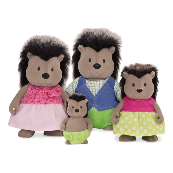 Li'l Woodzeez – La familia McBristly Porcupine – Juego de 4 figuras de muñecas coleccionables posables – Juguetes de simulación – Regalo para niños a partir de 3 años