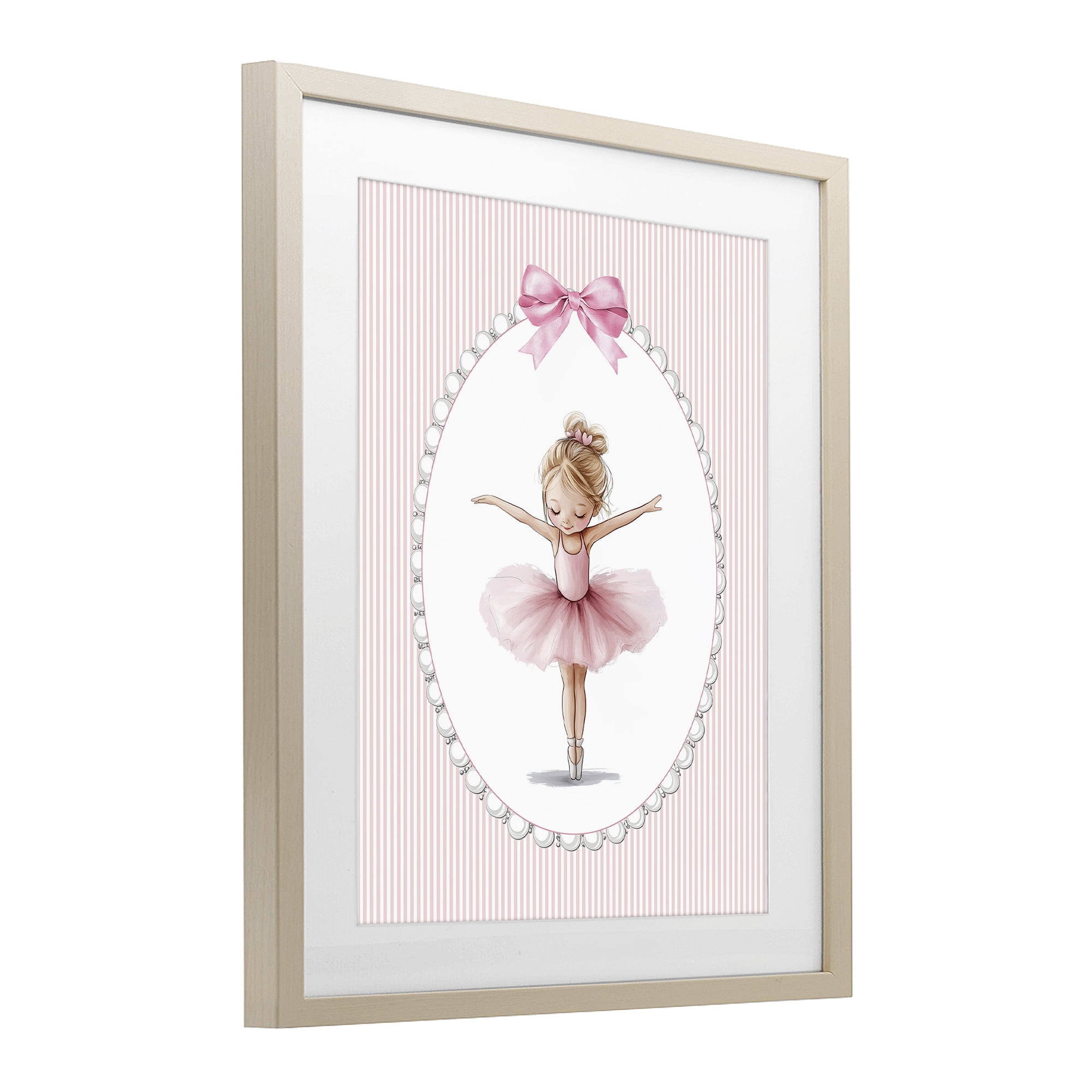 Stupell Industries Dancing Pink Ballerina Birch Framed Print Under Glass, design by Christine Simpson Art
