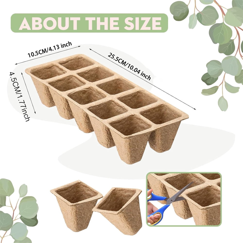 HXRH 100 Cells Peat Pots Organic Germination Peat Pots with 100 Labels Seed Starter Trays Planting for Vegetable Flower Seedlings