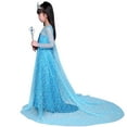 thumbnail image 2 of Elsa Robe pour Filles Enfants Robe de Princesse avec Cape Costume de Cosplay d'Halloween Longue Robe Déguisement de Fête d'Anniversaire, 2 of 6