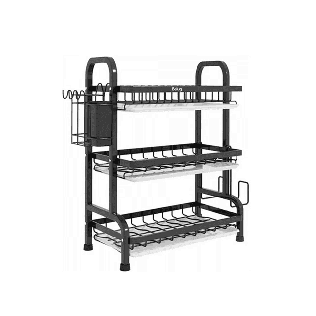 Escurridor Acero Carbono Platos 3 Niveles Gran Capacidad Belug Negro