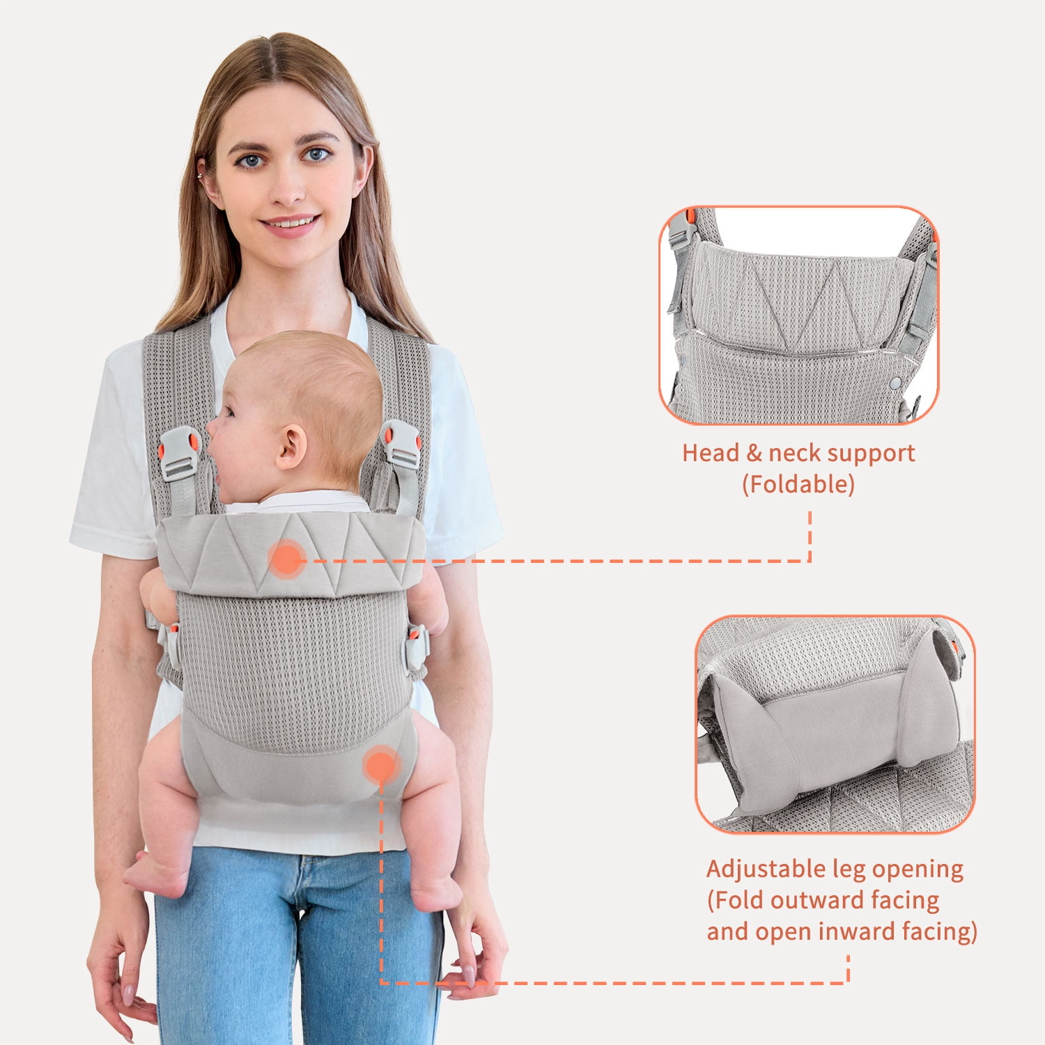 Newborn Carrier, Baby Carrier Newborn to Toddler, Ergonomic Baby Sling with Head Support