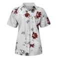 thumbnail image 4 of Mefallenssiah Été pour les Femmes, Manches Courtes Femmes Col Revers avec Bouton Imprimé tops, 4 of 5