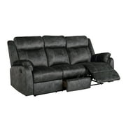 Global Furniture USA Microfiber Recliner Sofa with DDT & Drawer in Gray