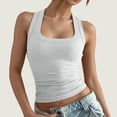 thumbnail image 2 of DHFJKG Tank Tops For Women Summer Ribbed Fitted Crop Top Sleeveless Camisole Scoop Neck Solid Color Workout Gym Clothes, 2 of 5