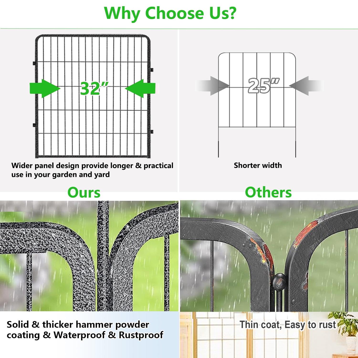 Jhsomdr Garden Decorative Fence No Dig Fence 20 Panels 32" Height Heavy Duty Metal Animal Barrier Fence for Yard & Patio