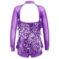 thumbnail image 2 of MSemis Kids Girls Sparkling Sequins Hip-Hop Jazz Ballet Latin Dance Dress Leotard,Size 4-16 Purple 16, 2 of 5