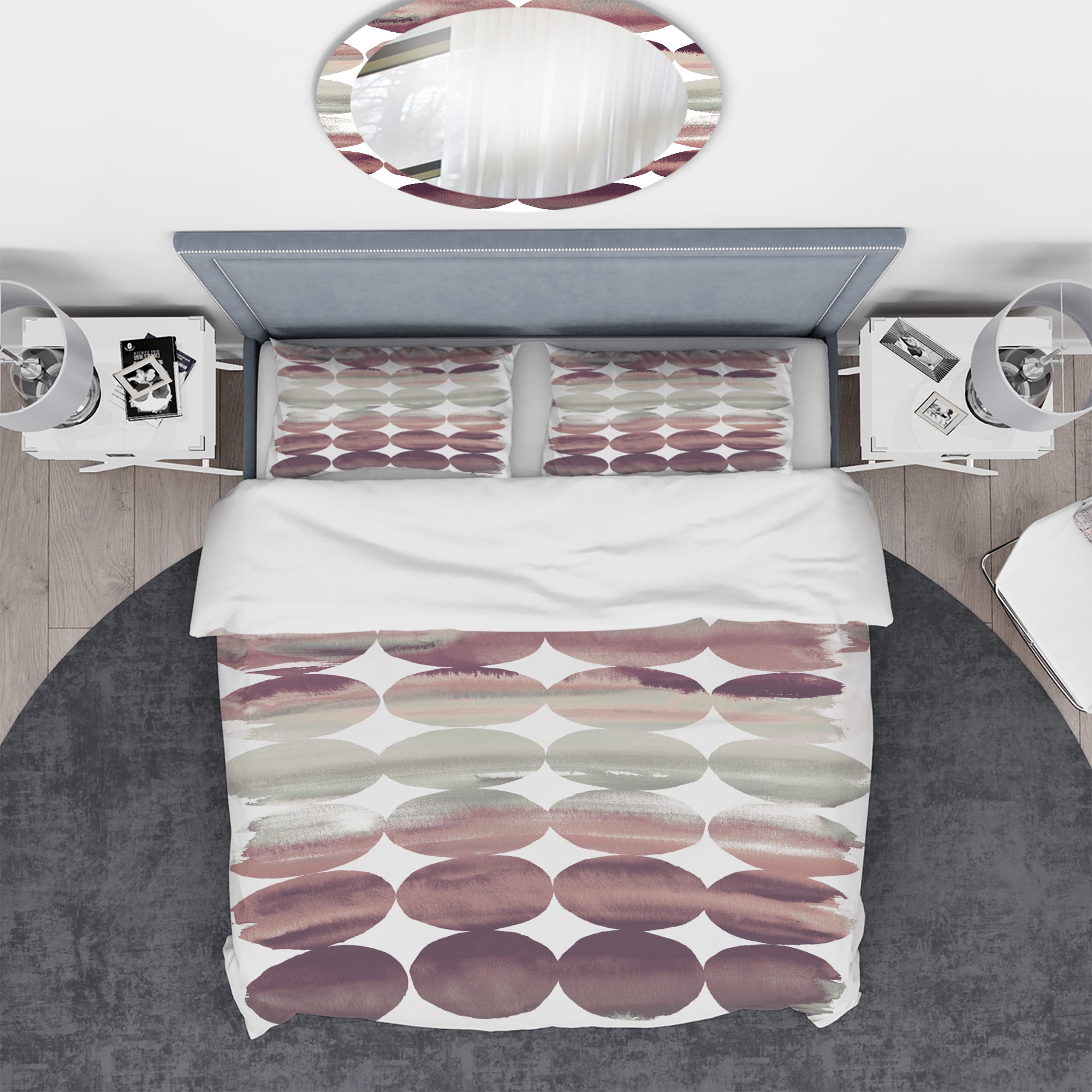 Designart 'Plum Dots minimal geometric I' Geometric Duvet Cover Set