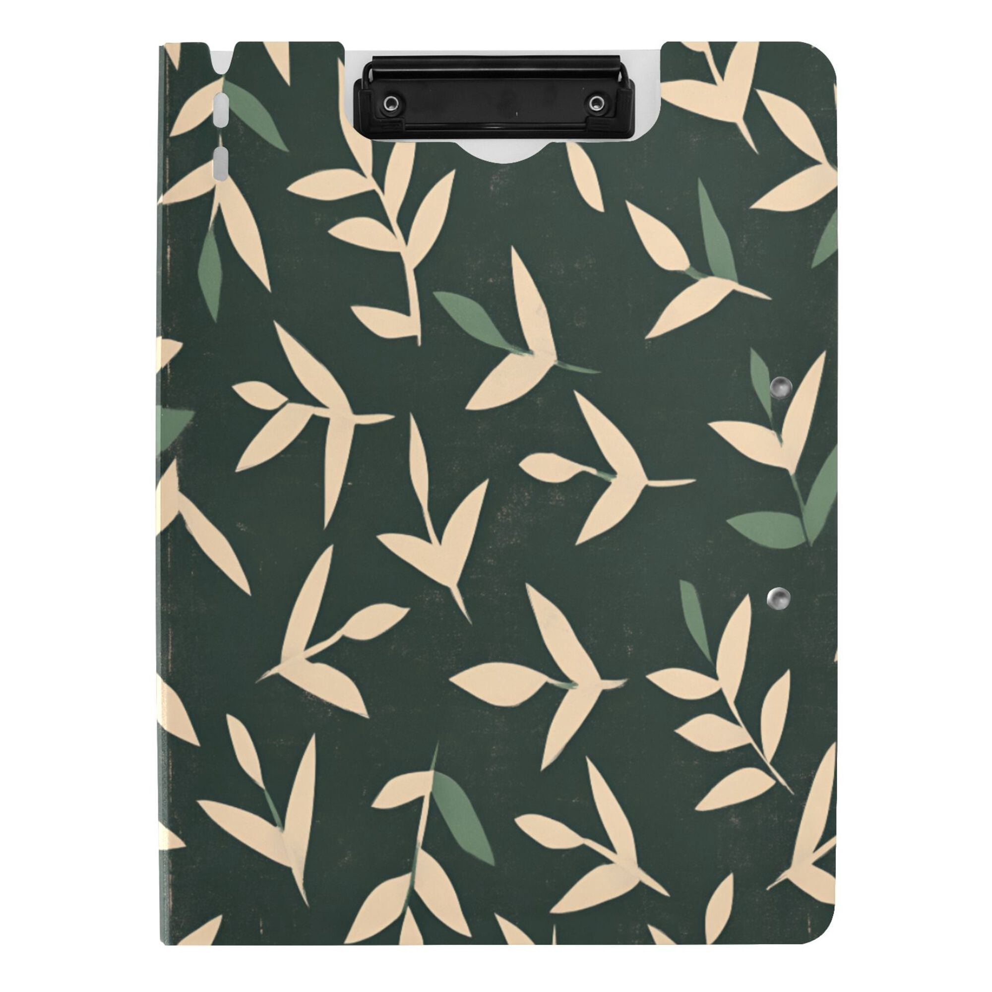 FORMRS A4 Clipboard Folder with Pen Holder Horizontal Foldable School Office Binder, Green Leaves