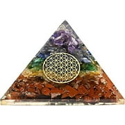7 Chakra Crystal Orgone Pyramid, Organite Pyramid Flower of Life - S
