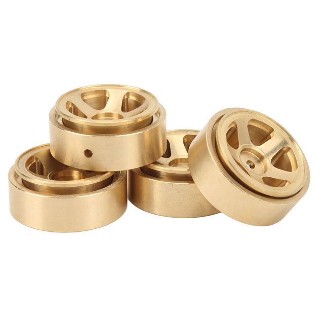 4 UDS RC Beadlock Ruedas Cubos de Llanta, Ruedas de Latón Beadlock RC Plass de Mejora de Coche para FMS FCX24 1/18 1/24 COCHE DE ESCALADA