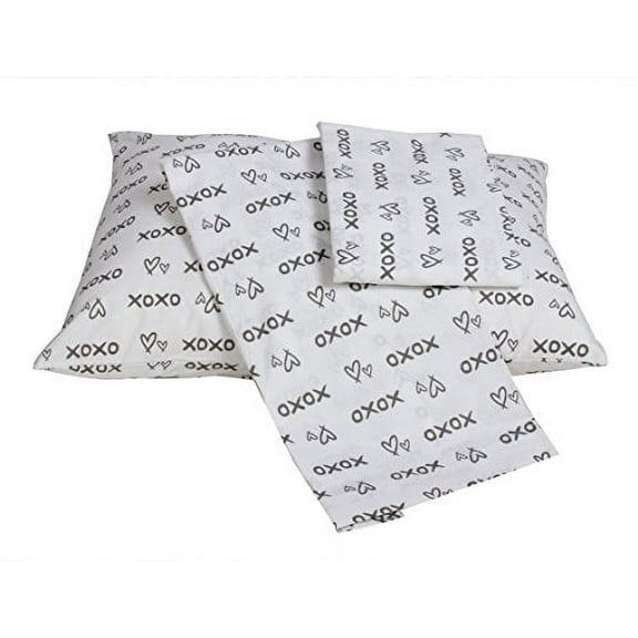 Bacati - Love Cotton Percale Toddler Bedding Unisex (3 pc Toddler Bed Sheet Set, Grey/White)