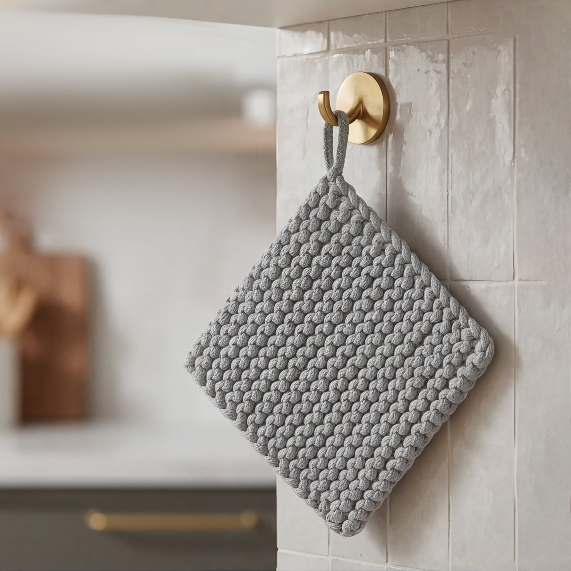 Unique Bargains Pot Holders Heat Resistant Non Slip Hot Pads Light gray 7.5*7.5in