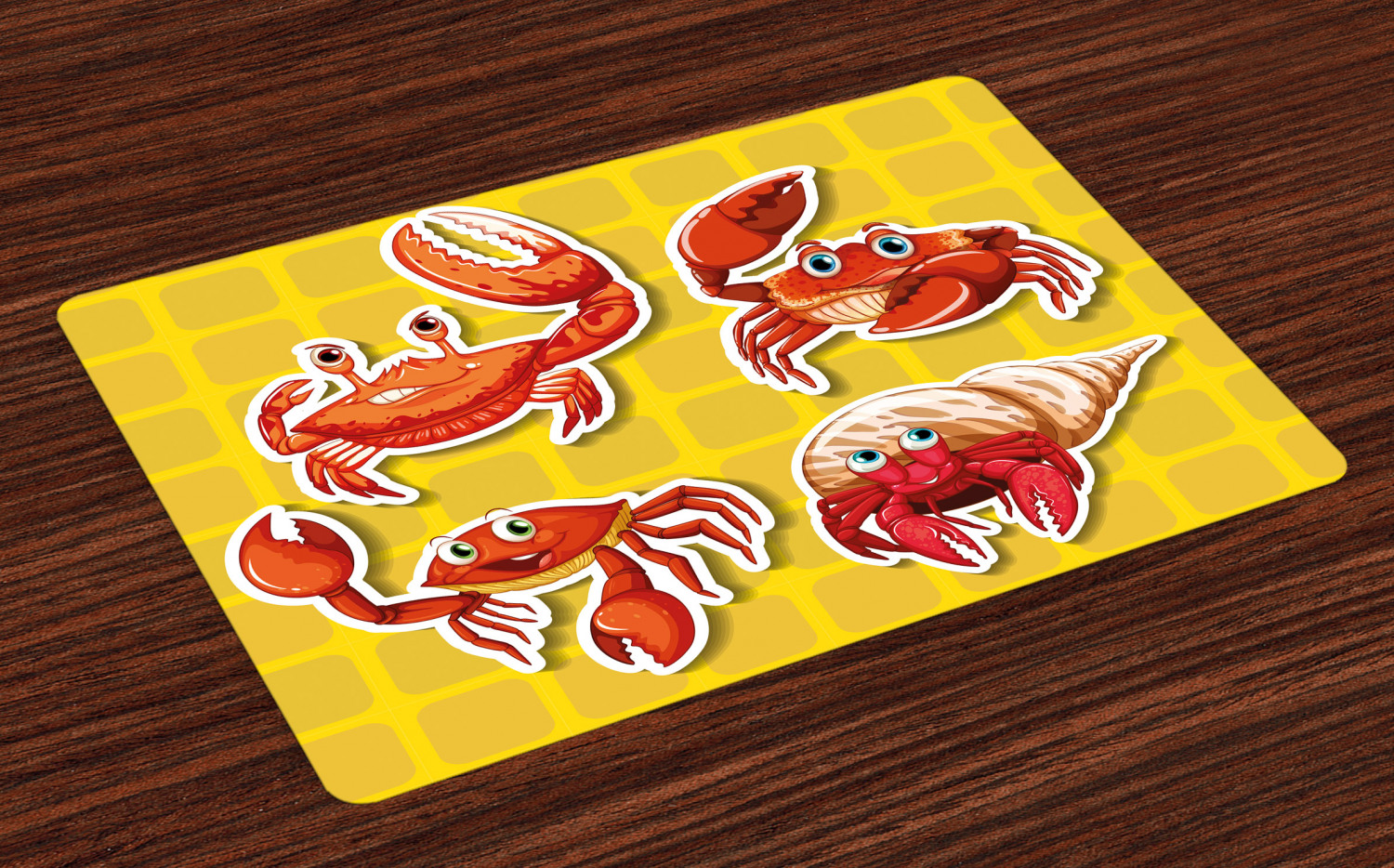 Crabs Placemats Set of 4 Stickers of Four Different Crabs Illustration