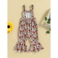 thumbnail image 4 of Bagilaanoe Toddler Baby Girl Summer Jumpsuit Sleeveless Floral Print Romper Overalls 6M 12M 18M 24M 3T 4T Kids Flare Long Pants Casual Outfits, 4 of 8