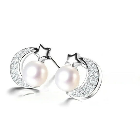 Celestial Star and Moon Pearl Earrings - Unique and Elegant Women's Jewelry