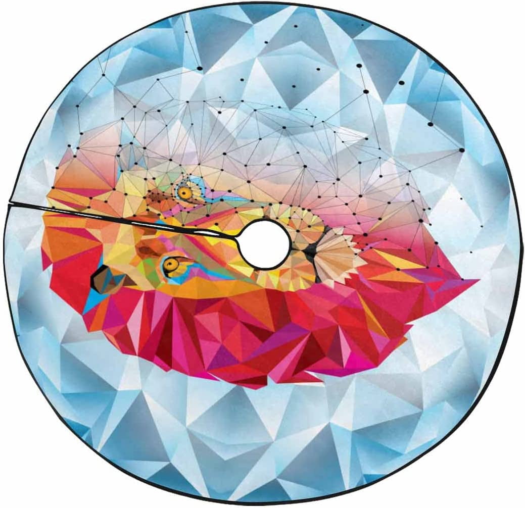 FMSHPON Wildlife Lion Xmas Christmas Tree Skirt Stand Mat for Holiday